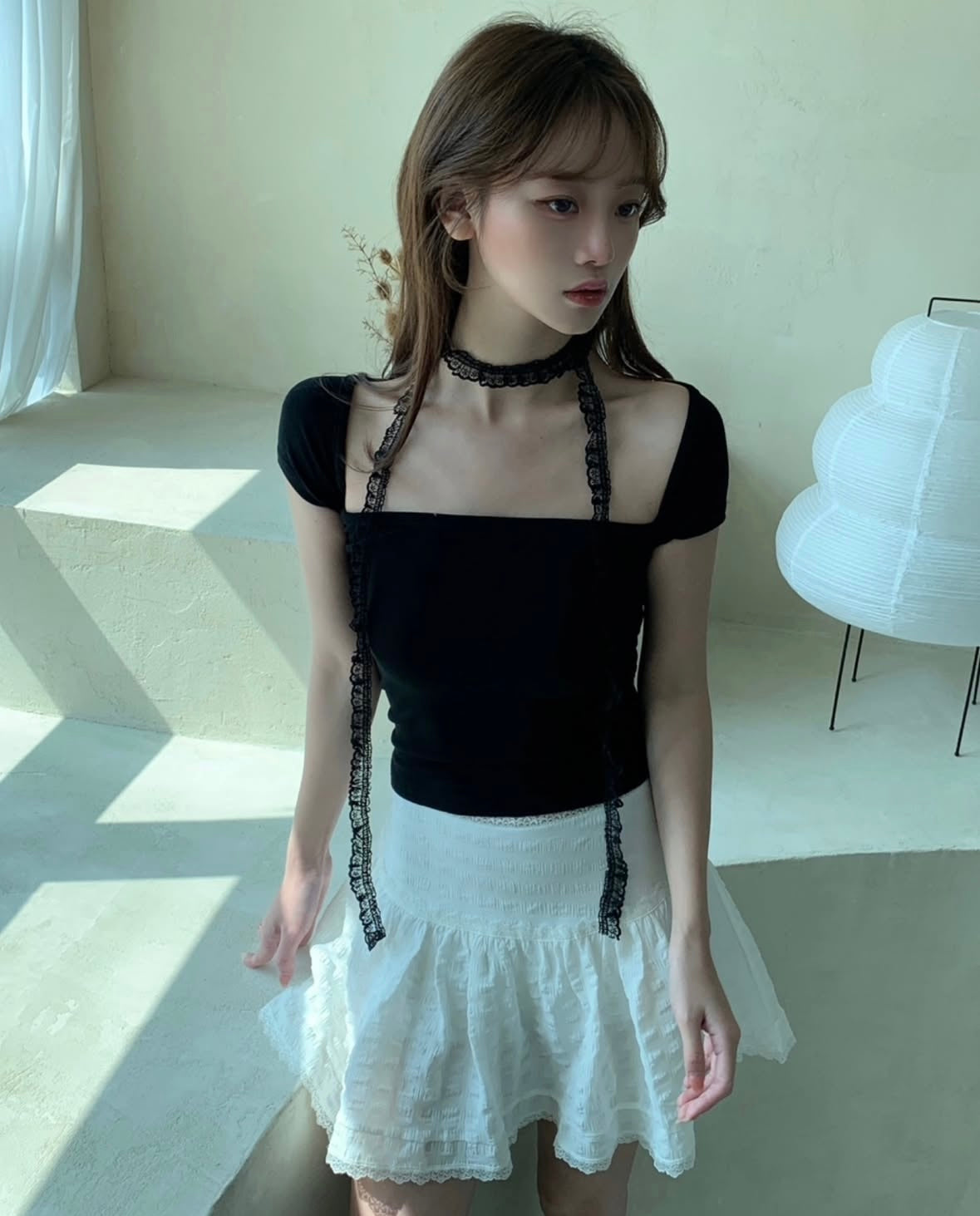 【PRE ORDER】Lace頸帶x方領上衣