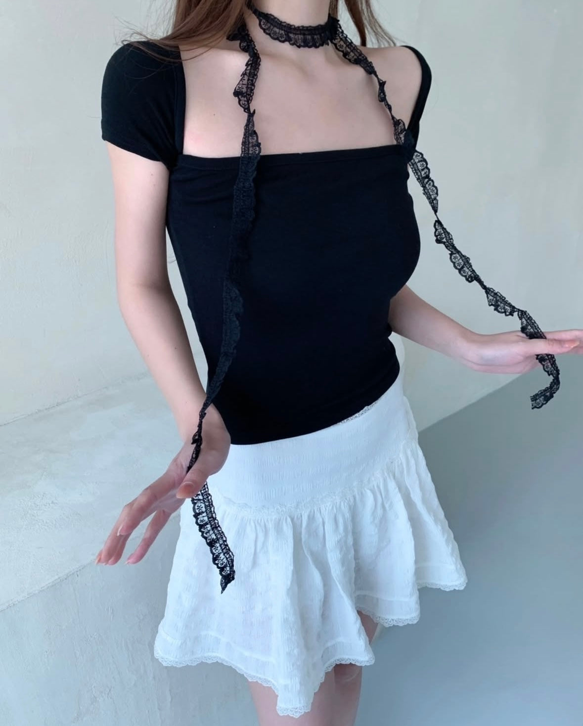 【PRE ORDER】Lace頸帶x方領上衣