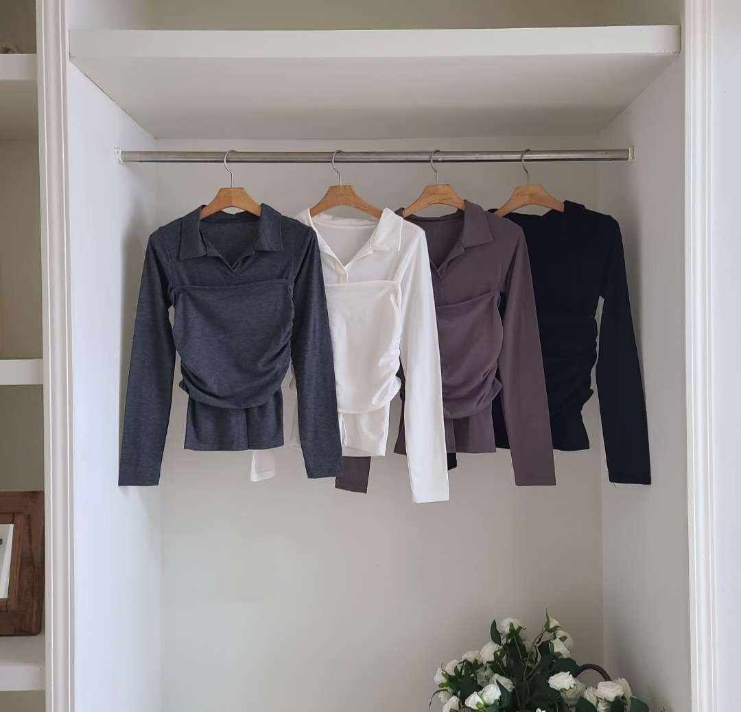 *預購 假兩件polo貼身超美超顯瘦上衣