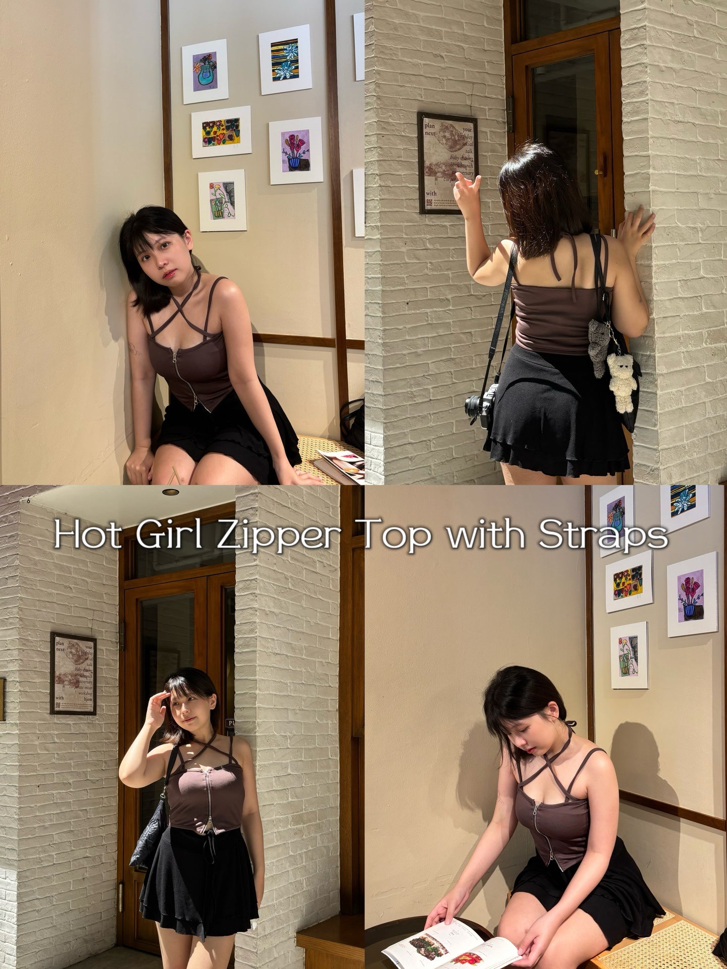 【 comeback 】 Hot Girl Zipper Top with Straps !!