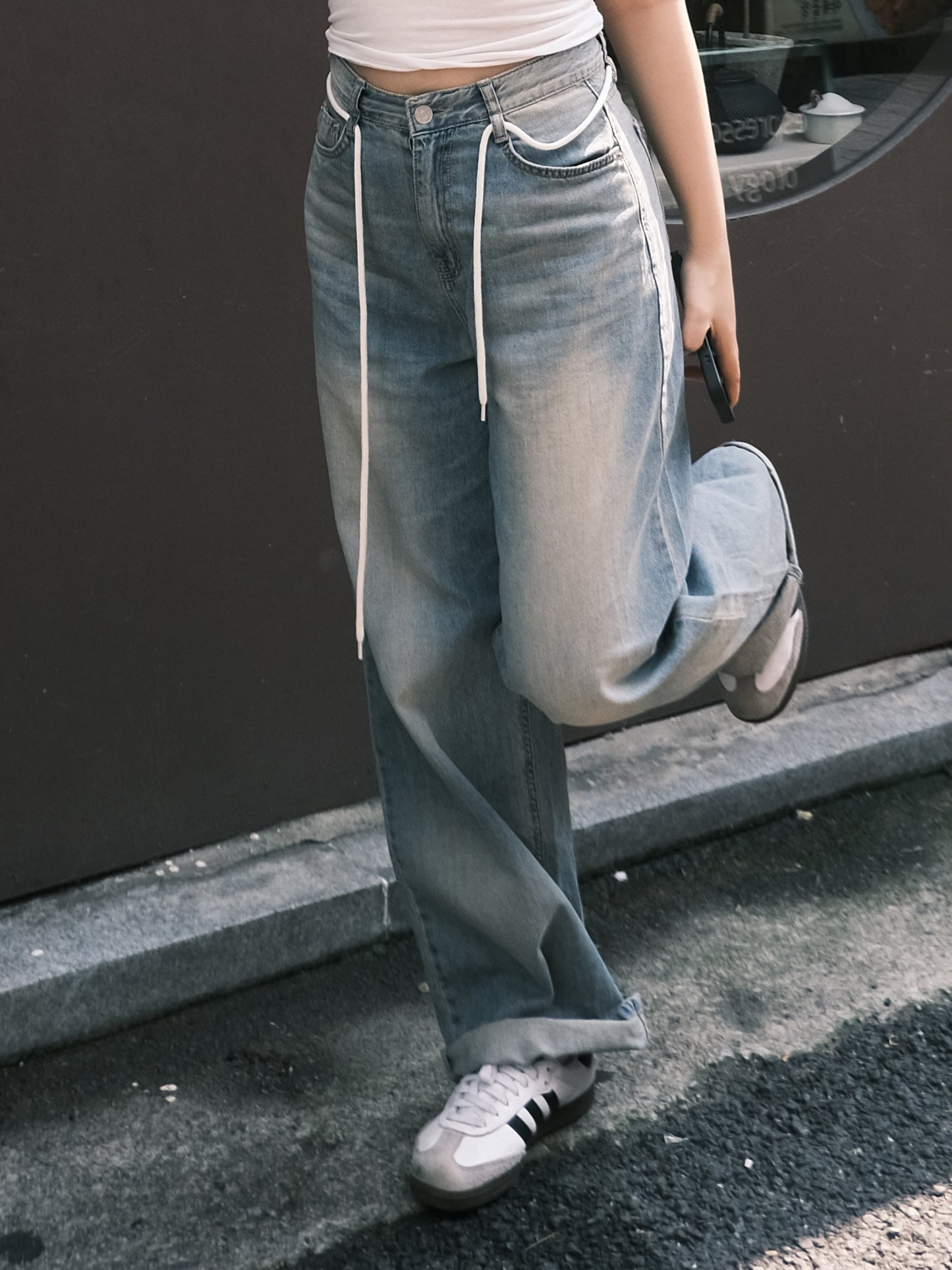 綁繩經典復古Jeans