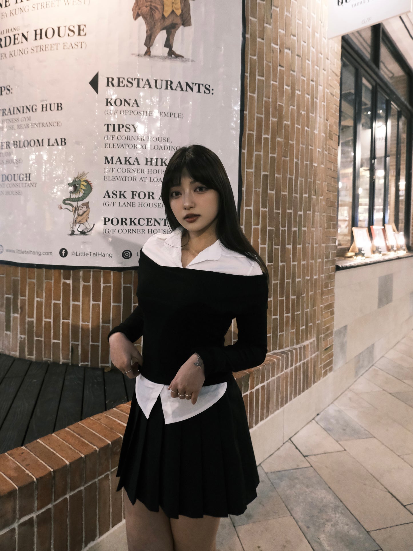 【 秋冬comeback 】2025must have!! 假兩件恤衫一字膊上衣