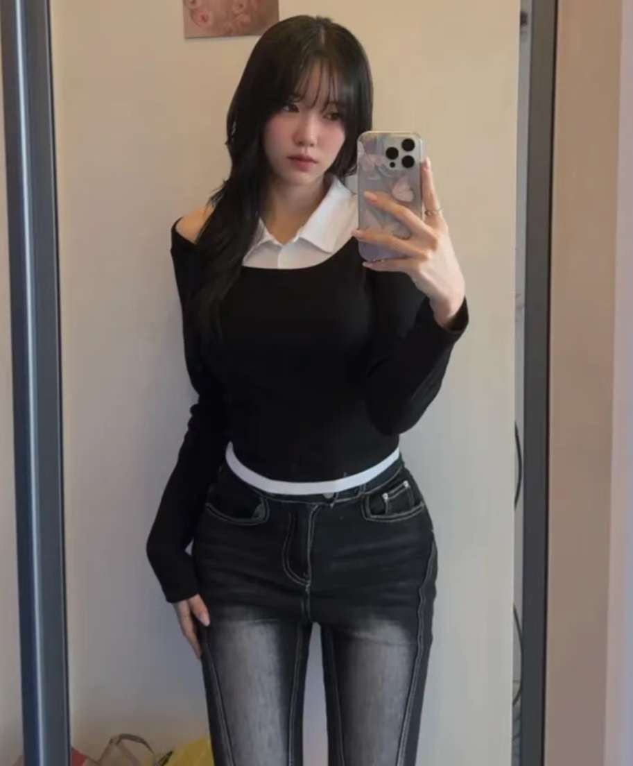 ※預購 超美!!🔥 polo領假兩件露膊上衣