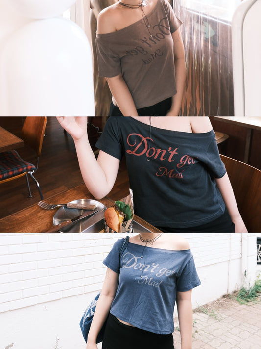 歐美字母單肩上衣