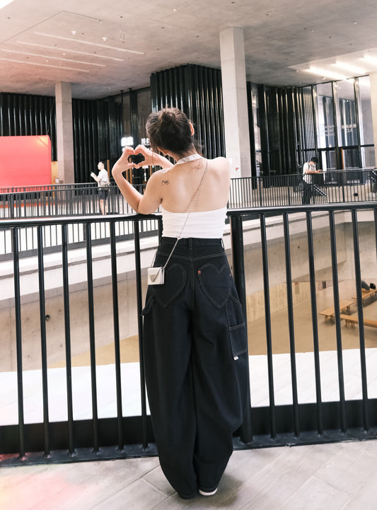 勁韓!!! 原色心心袋Baggy Jeans