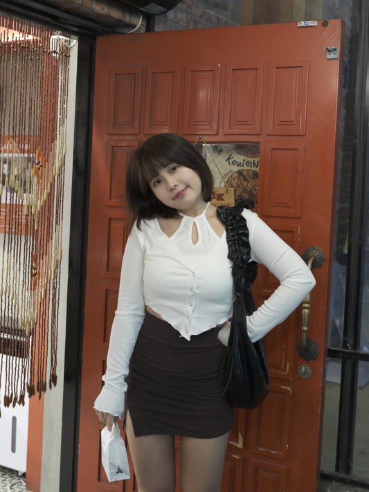 【 秋冬comeback 】靚cry~ 假兩件掛頸穿窿啪鈕顯瘦Top ok