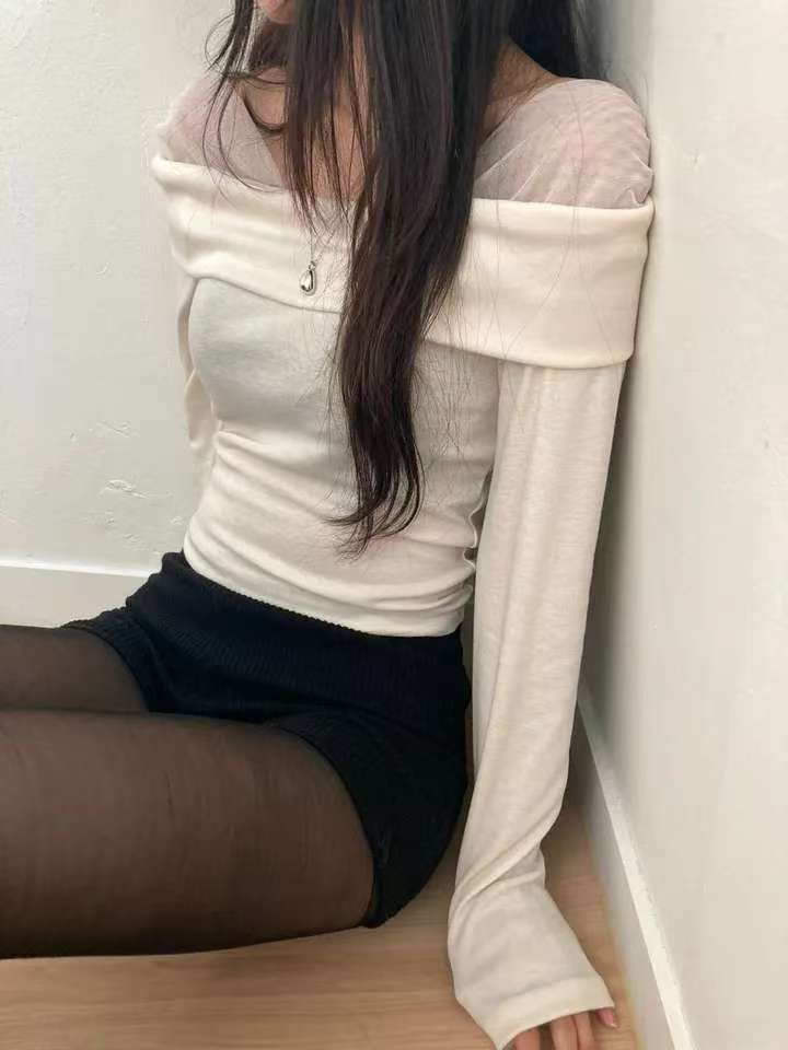 ※預購 小心機透視領一字膊上衣