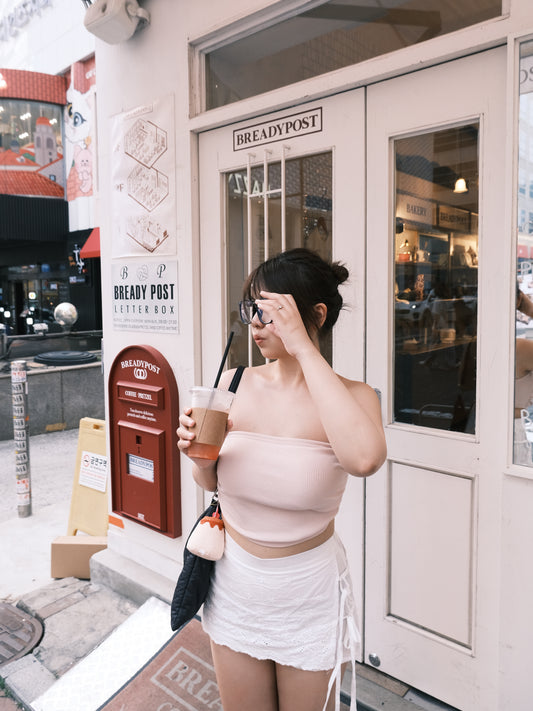 Push up Pad~ 超修腰顯瘦直紋Tube Bra Top