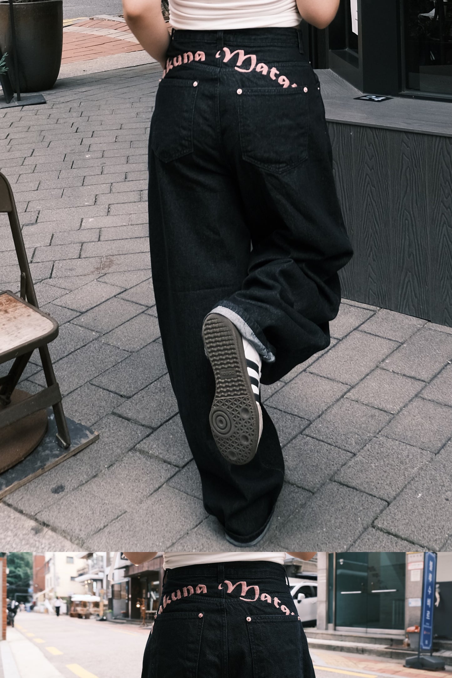 型格精緻刺繡Baggy Jeans