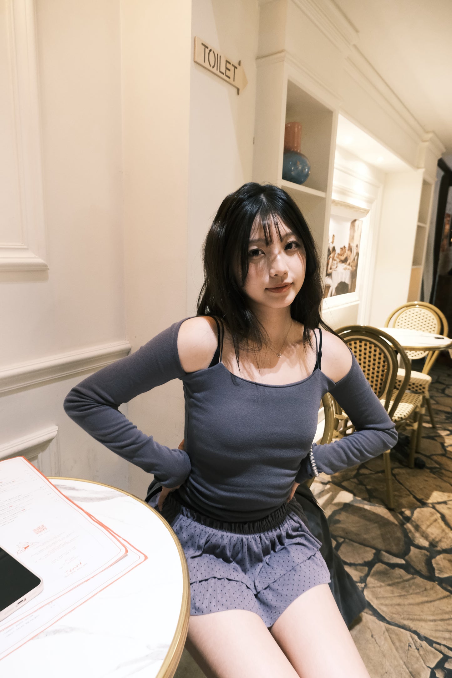 ‹KR 19› must buy!!雙層布顯瘦吊帶露肩上衣