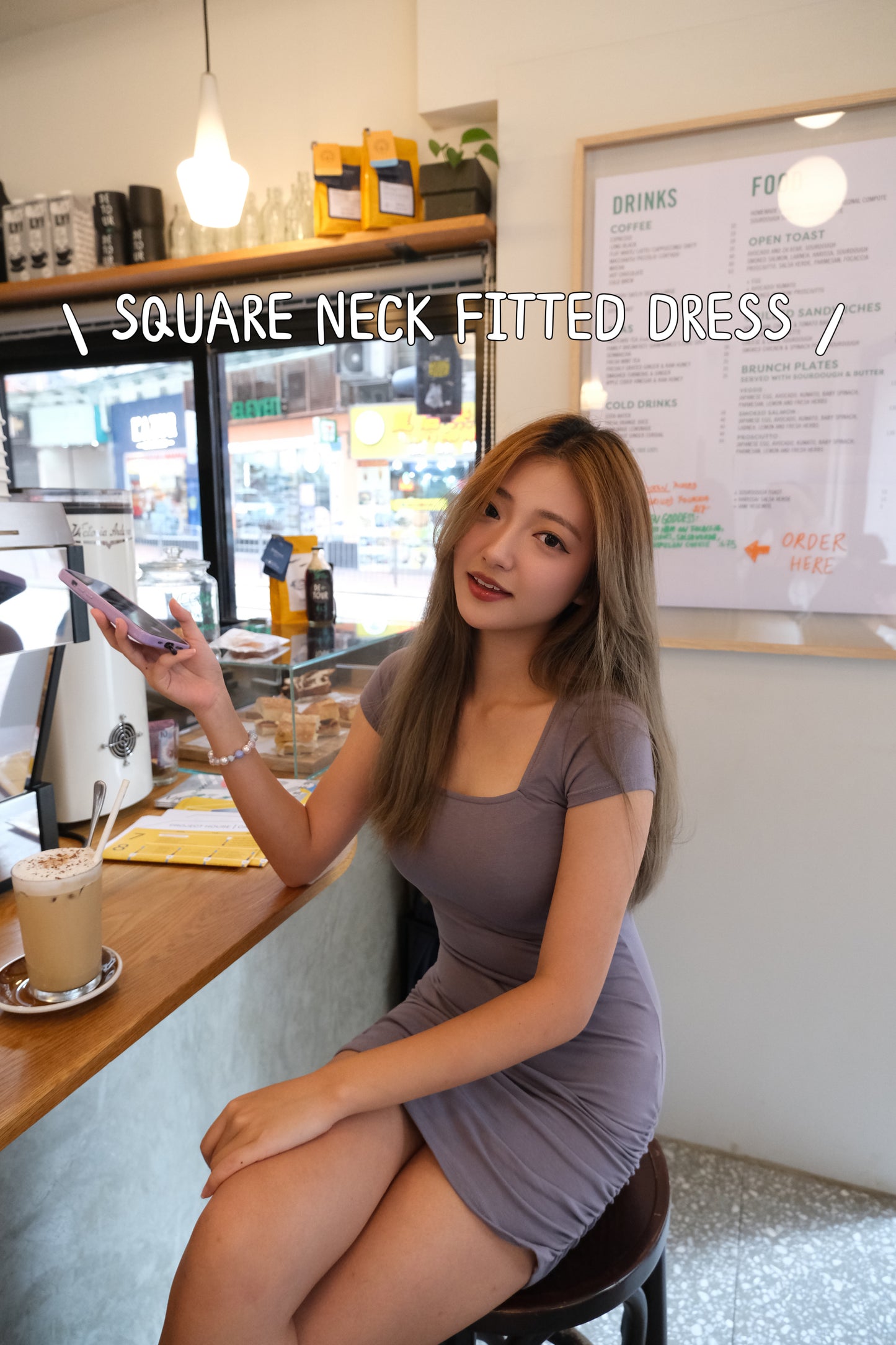 Square Neck Fitted Dress