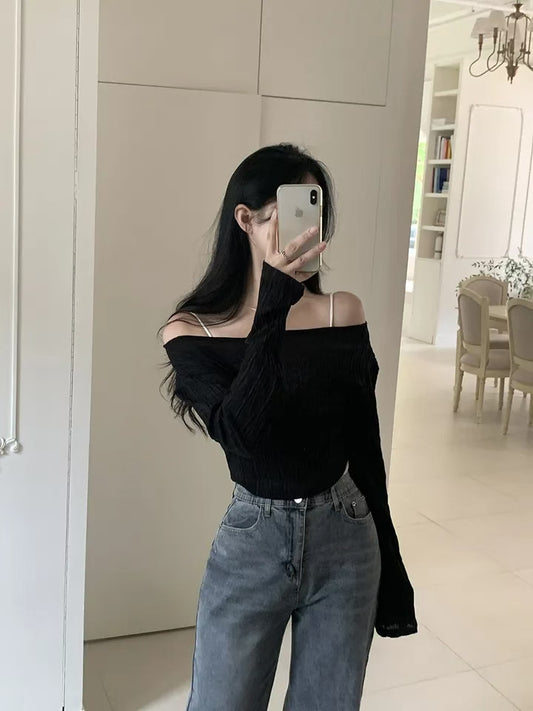 ※預購 樹紋單肩透視Top