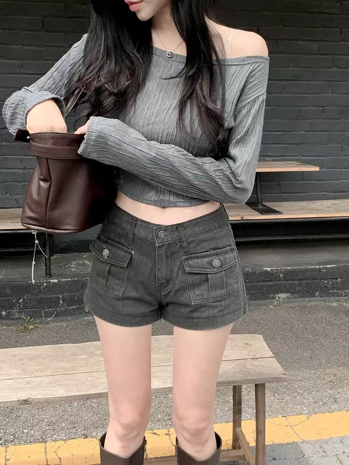 ※預購 樹紋單肩透視Top