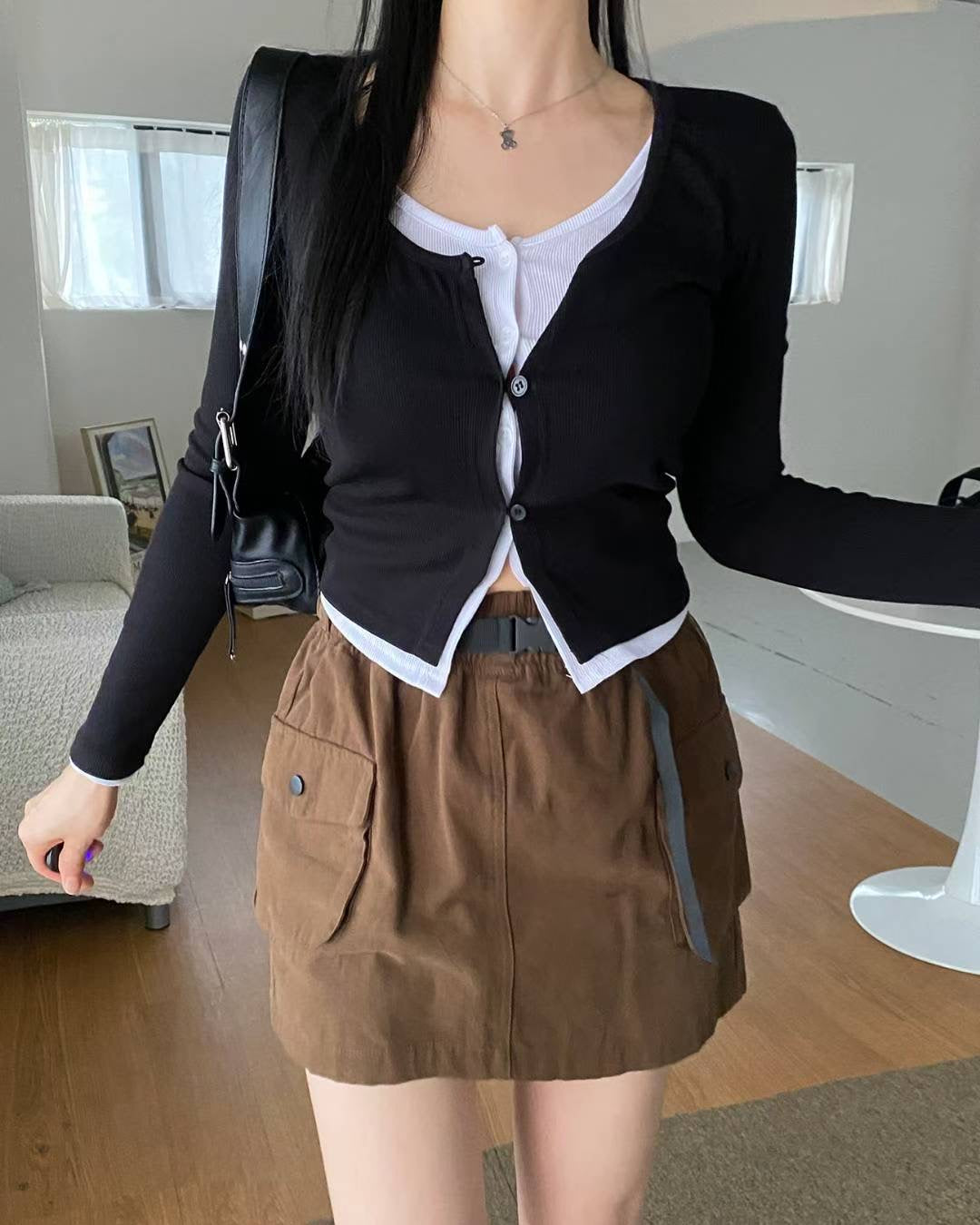 ※預購 假兩件超美扣鈕上衣