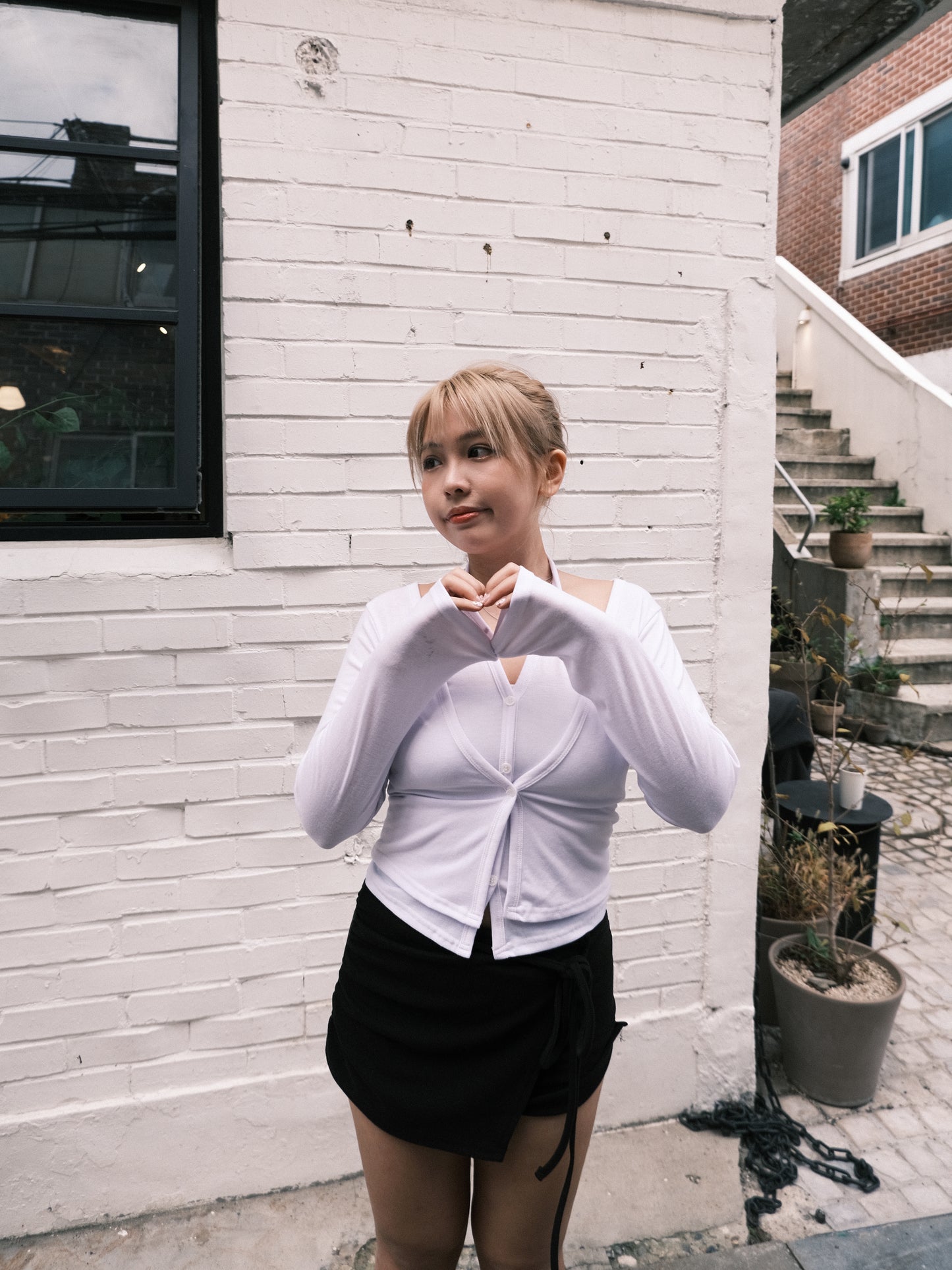 ‹KR 19› 簡約型格!! 貼身綁帶短裙褲