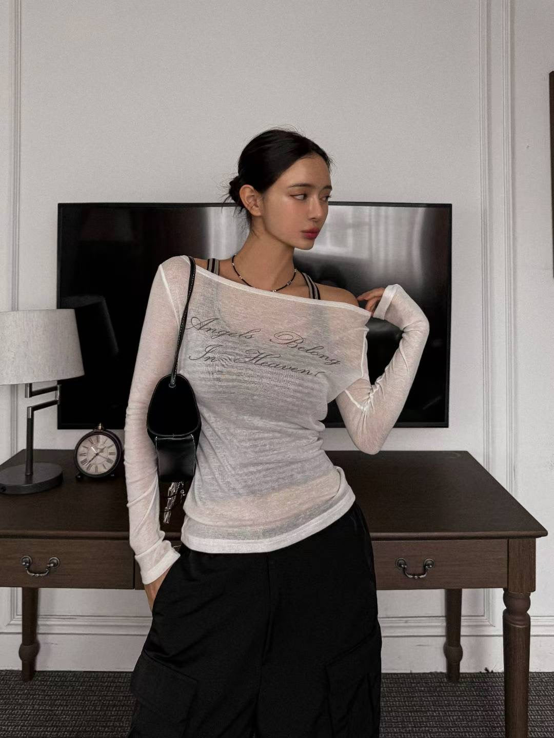 ※預購 透視大領口歐美上衣