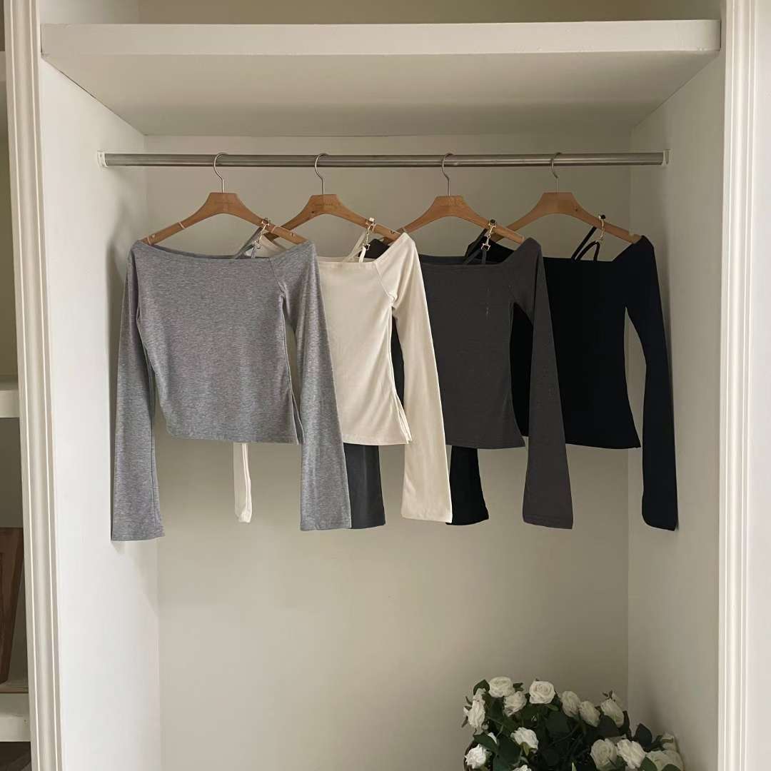 ※預購 銀扣單肩吊帶上衣