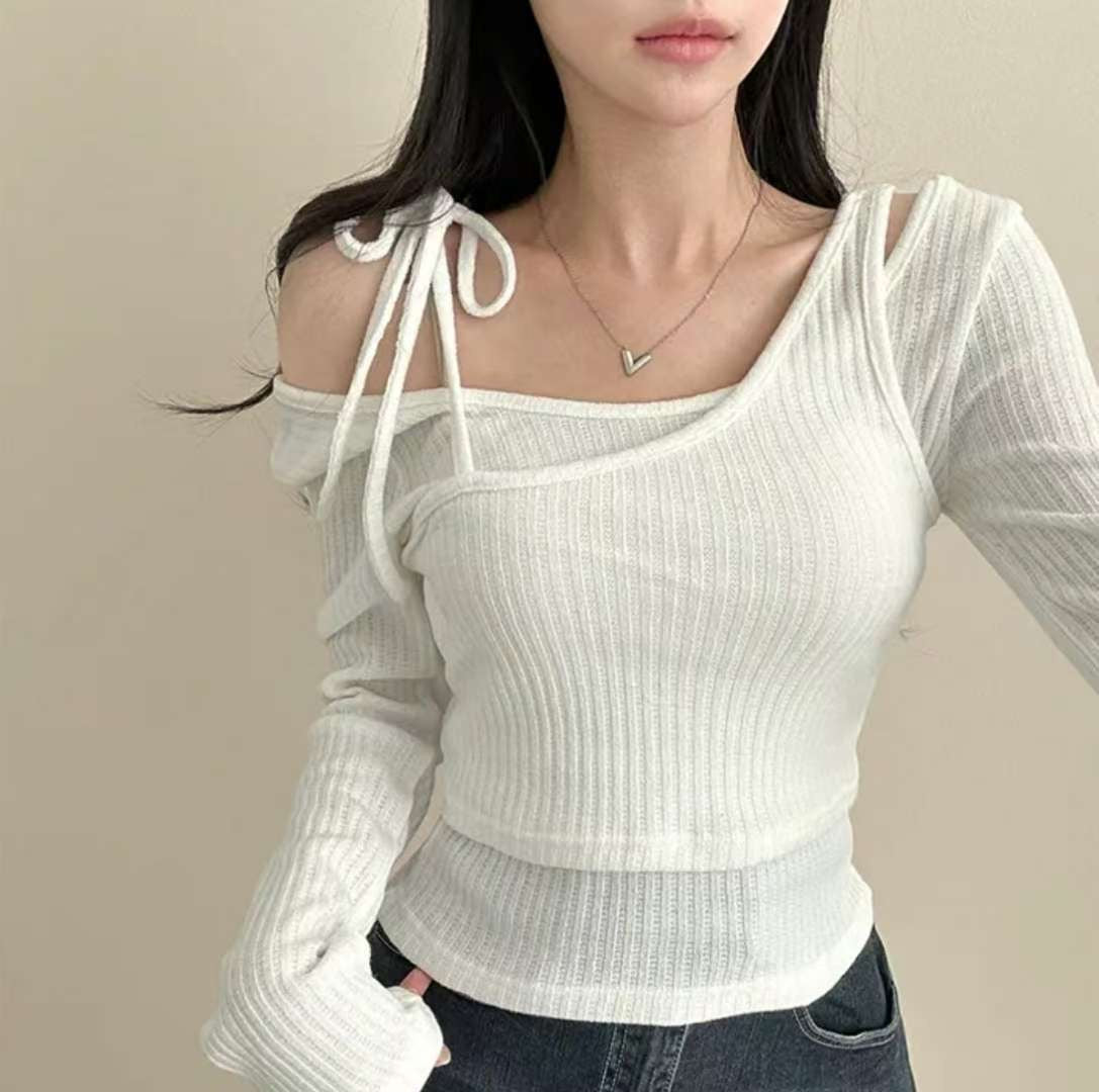 ※預購 不規則拼接直紋上衣