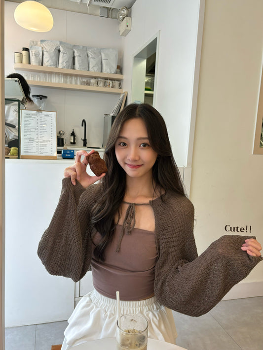 兩個厚度版本!! 針織泡泡袖甜美外套♡