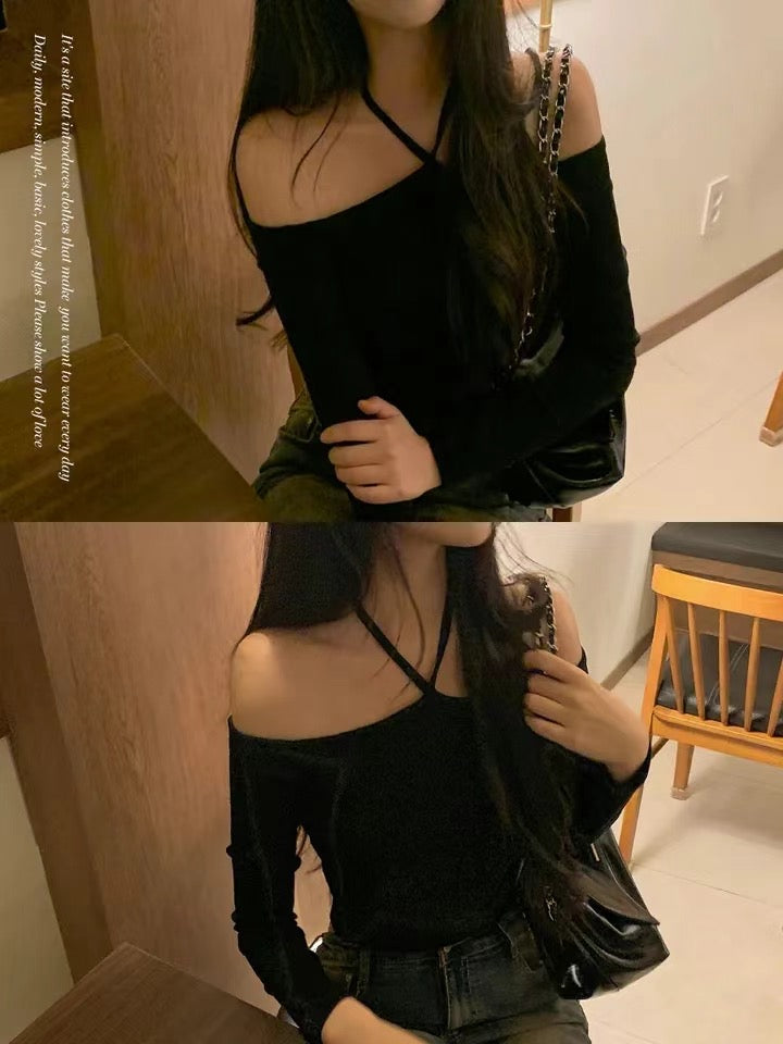 ※預購 韓妹必備簡約性感掛頸上衣