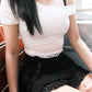 Lace分層單肩上衣