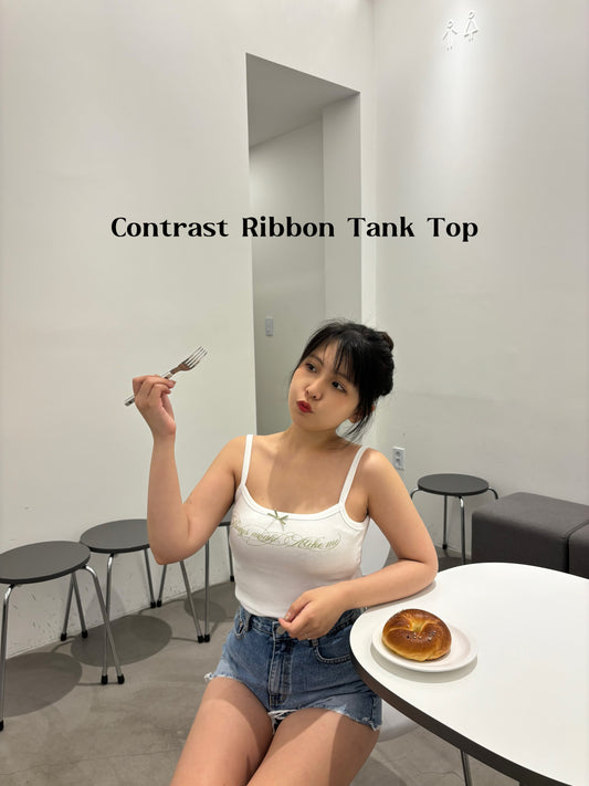 Contrast Ribbon Tank Top 🎀