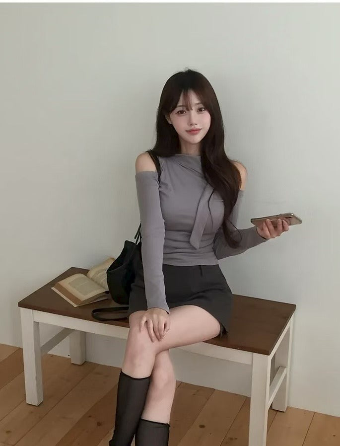 ※預購 女人味up!! 企領露膊綁頸上衣