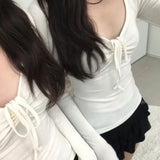 小束繩低領貼身上衣