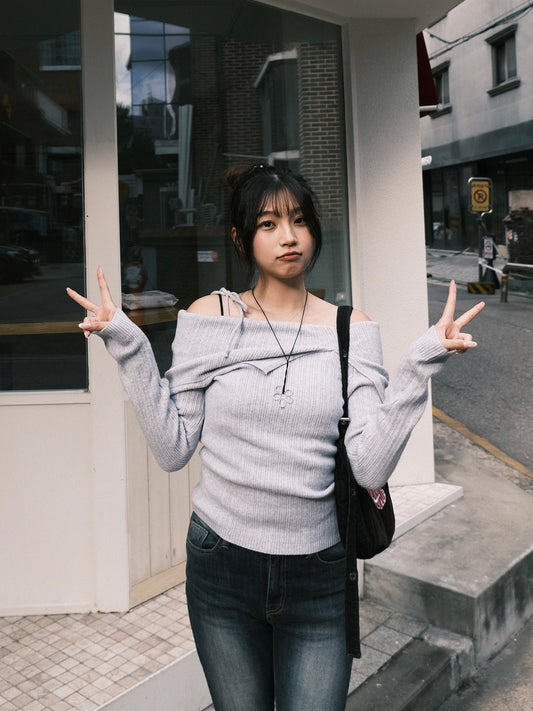 ‹KR 19› 極溫柔款!! 綁帶款落膊針織