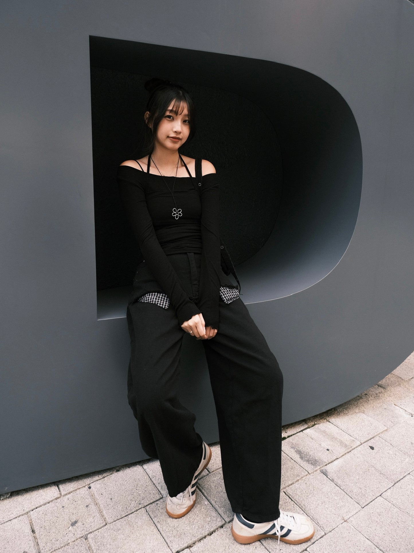 ‹KR 19› 格仔褲袋韓系闊褲