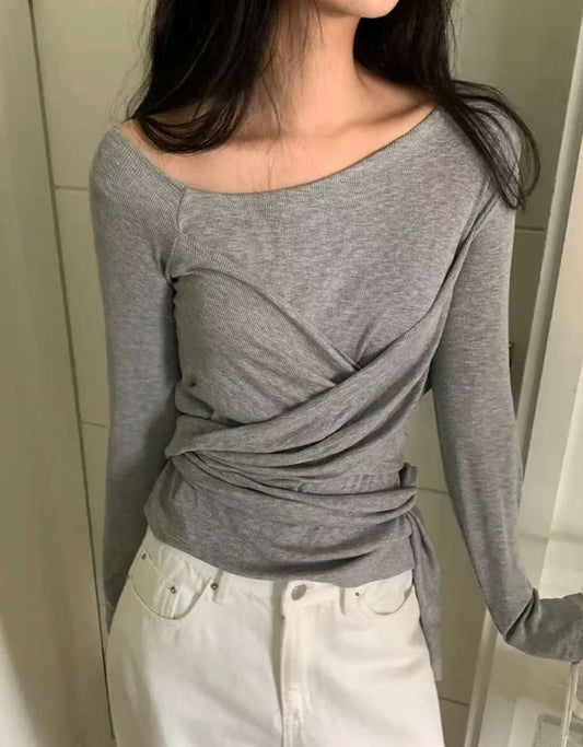 ※預購 單肩彈性綁腰Top
