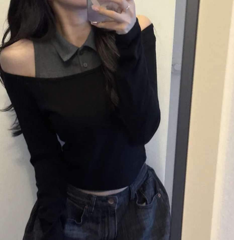 ※預購 超美!!🔥 polo領假兩件露膊上衣