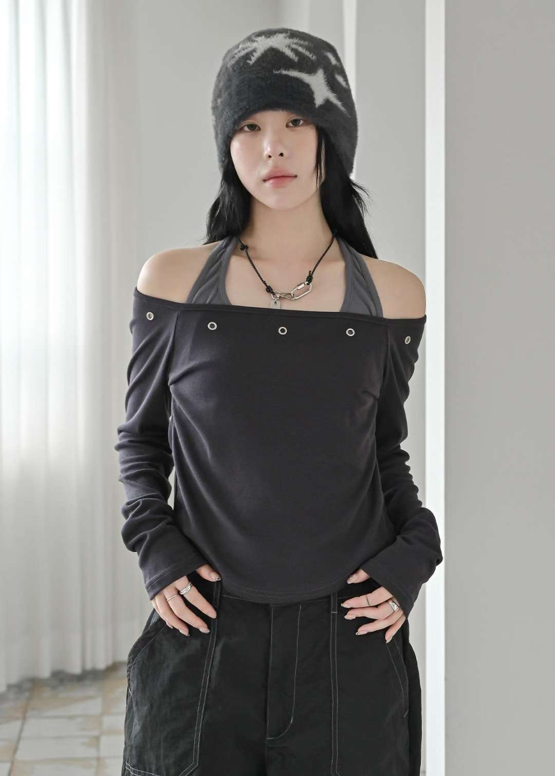 ※預購 KR大熱假兩件型格掛頸Top