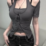 〖慶祝新網站〗Hot girls must have!! 假兩件性感Top ‹4色入›