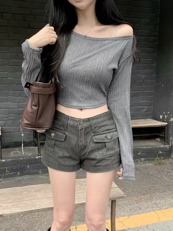 ※預購 樹紋單肩透視Top