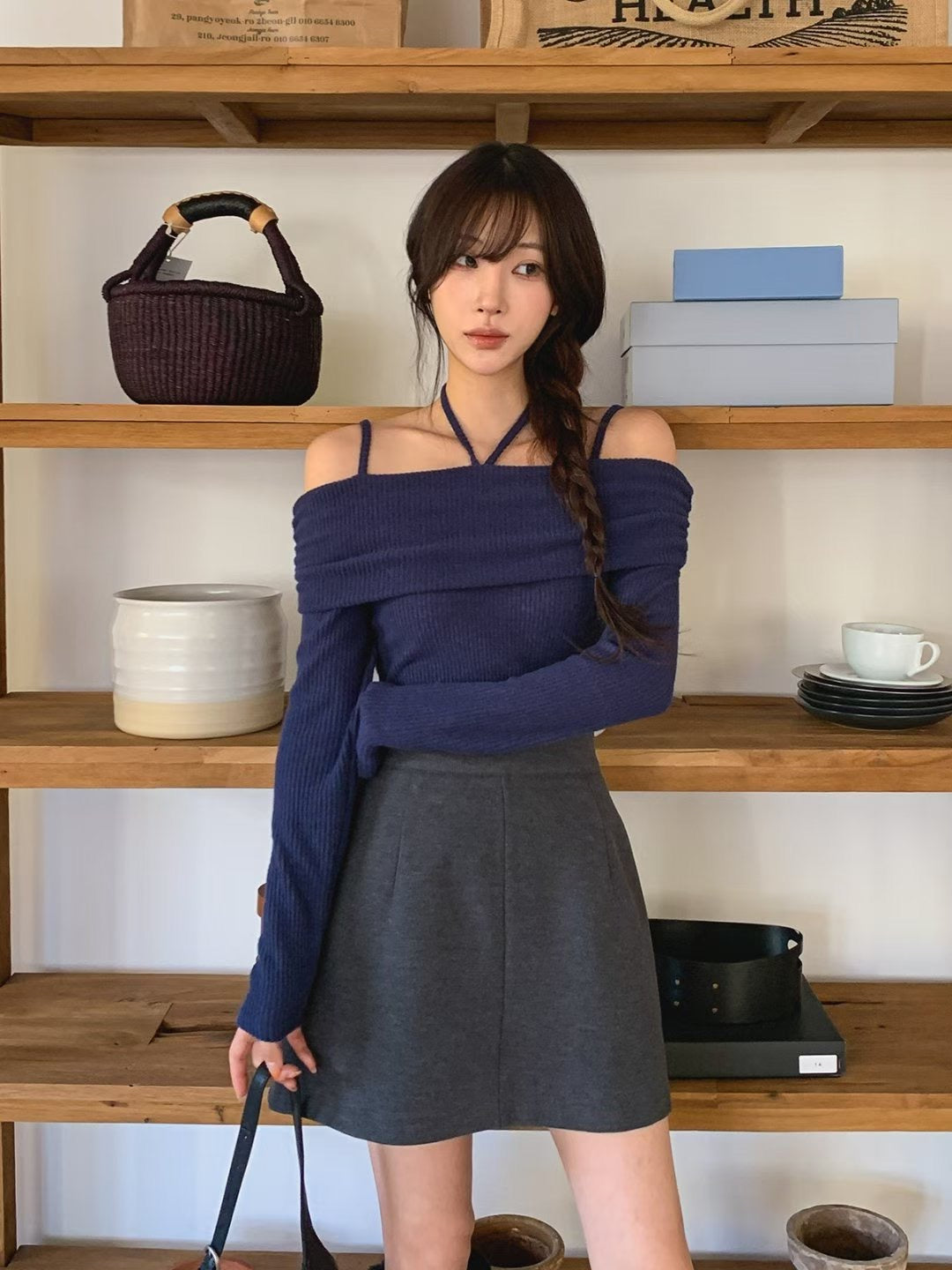 ※預購 吊帶2ways一字膊反領上衣