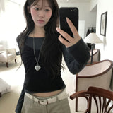 推薦掛頸心形領口配長袖上衣