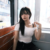 Lace邊邊～ 分層單肩上衣 ‹2色入›