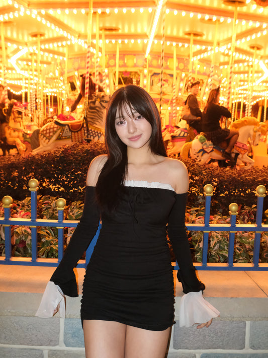 【 Christmas 額外8折🎅🏻🎄】超強女友感!!一字膊Lace邊顯瘦OPS