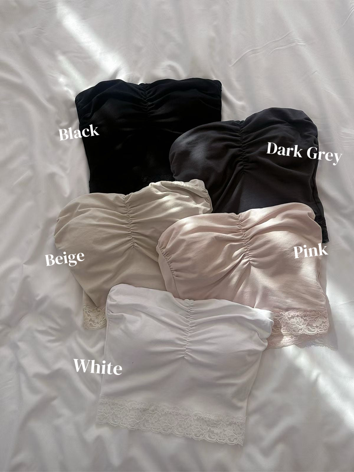 \內有Pad/ 優雅感Lace邊心型小束起Tube Bra ‹5色入›