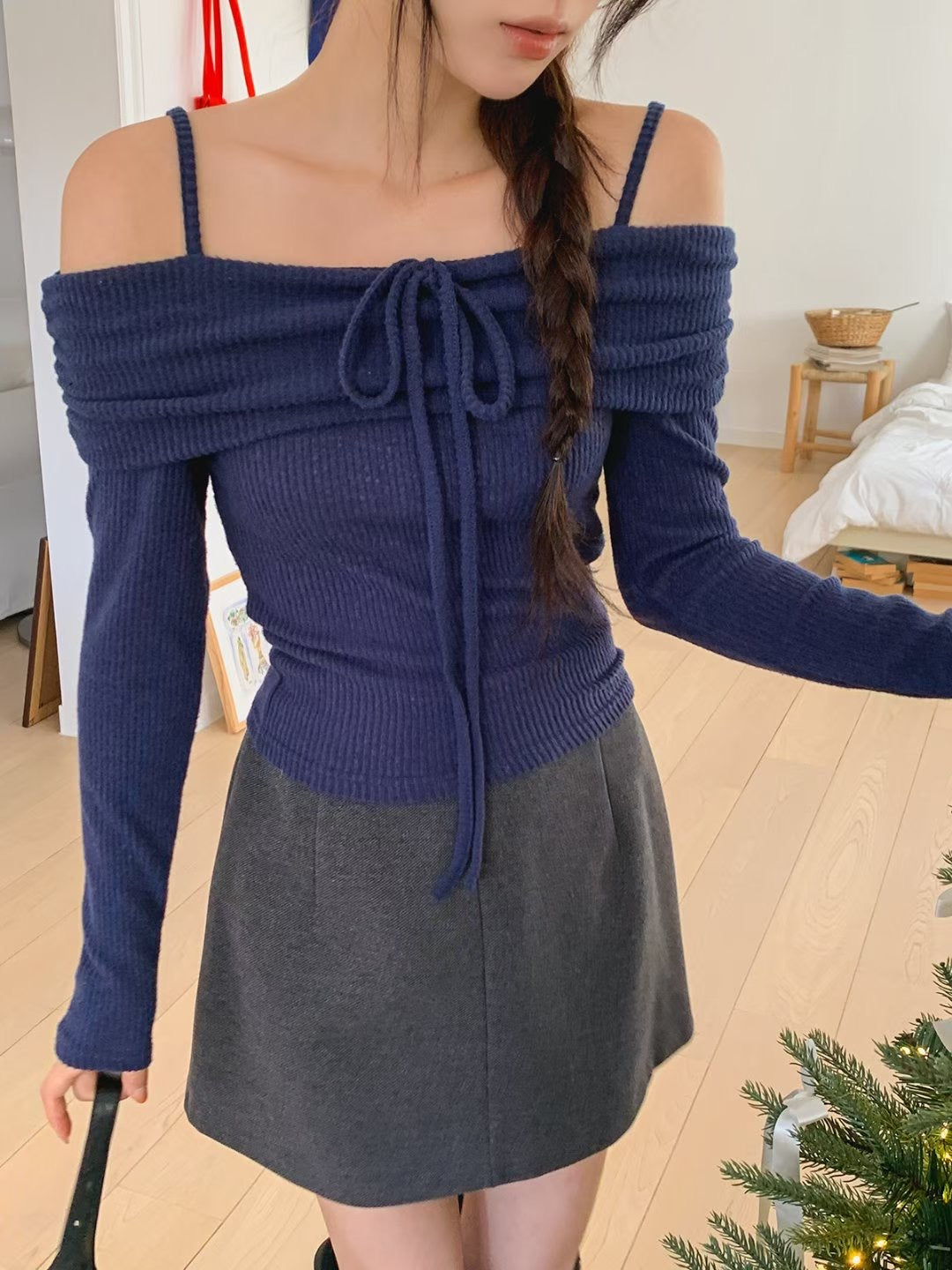 ※預購 吊帶2ways一字膊反領上衣