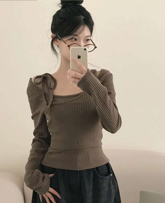 ※預購 不規則拼接直紋上衣