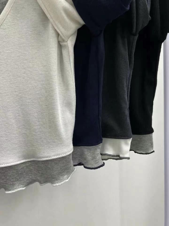 ※預購 蝴蝶結蕾絲層次假兩件上衣