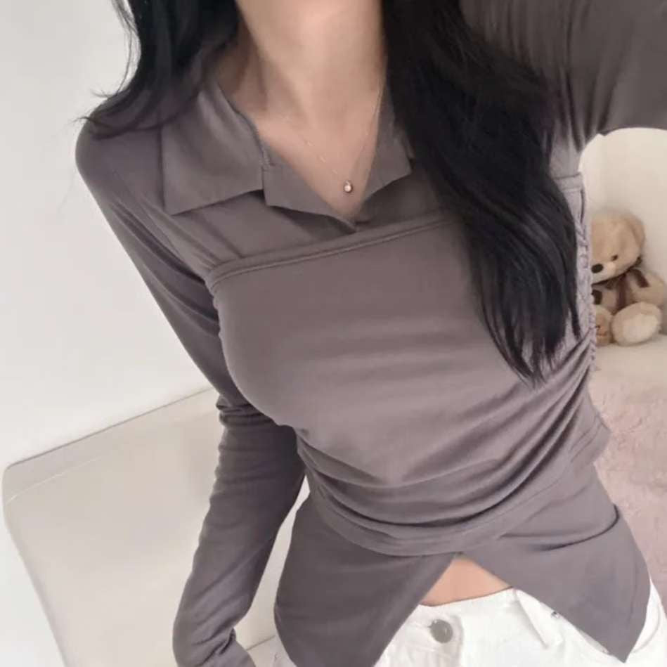 *預購 假兩件polo貼身超美超顯瘦上衣