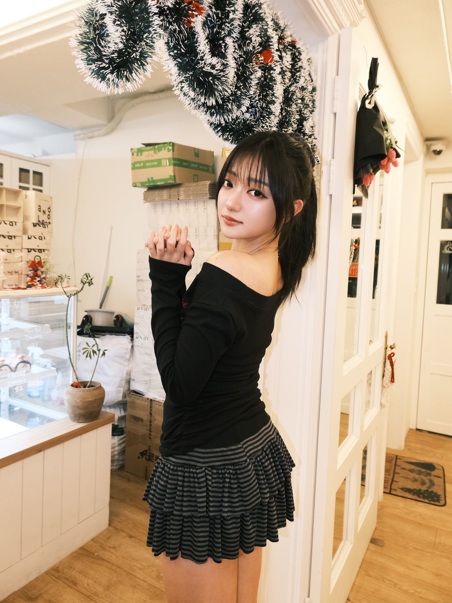 ‹KR21› 間條控必入!! 大彈性型格蛋糕裙