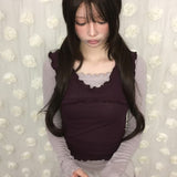 層次穿搭小卷邊可愛背心連長袖