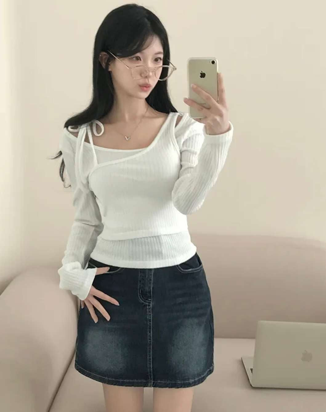 ※預購 不規則拼接直紋上衣