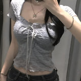 〖暑假團〗皺皺款束胸綁帶qq 領上衣