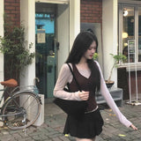 柔軟親膚層次上衣背心set