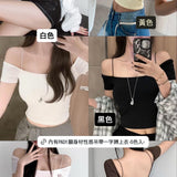 \首批$199/ 內有Pad!! 顯身材性感吊帶一字膊上衣 ‹5色入›